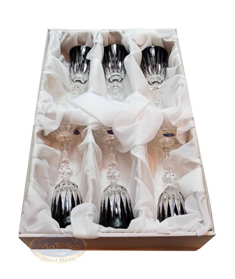 Czarne kryształowe kieliszki do likieru 60 ml Linia