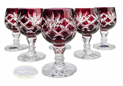 Rubinowe kryształowe kieliszki do wódki 40 ml Ananas