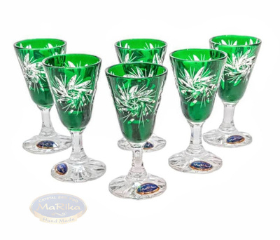 Emerald crystal 40ml vodka glasses Olive Mill