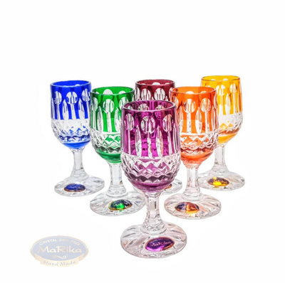 Kolorowe kryształowe kieliszki do wódki 25 ml Francuski