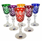 Kolorowe  kryształowe kieliszki do likieru 60ml Krata Oliwka