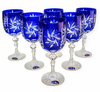 Kobaltowe kryształowe kieliszki do wina 240 ml Młynek Oliwka