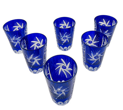 Kobaltowe kryształowe szklanki do shotow 150ml Młynek Oliwka