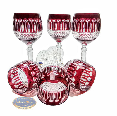 Ruby crystal wine glasses 280 ml French