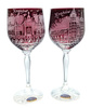 Grawerowane rubinowe kieliszki do wina Kraków 2szt
