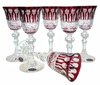 Ruby crystal liqueur glasses 60 ml French