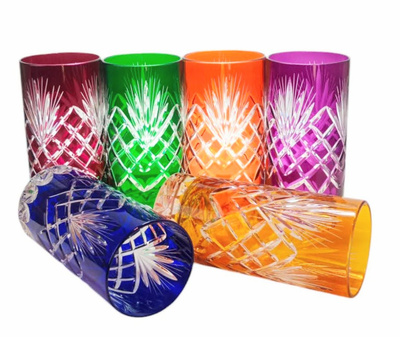 Kolorowe kryształowe szklanki do wody i drinków 320 ml Ananas