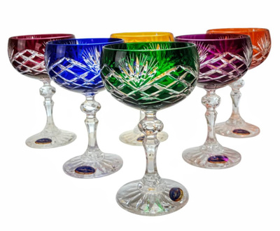 Coloured crystal champagne glasses 150ml Pineapple