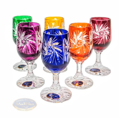 Kolorowe kryształowe kieliszki do wódki 25ml