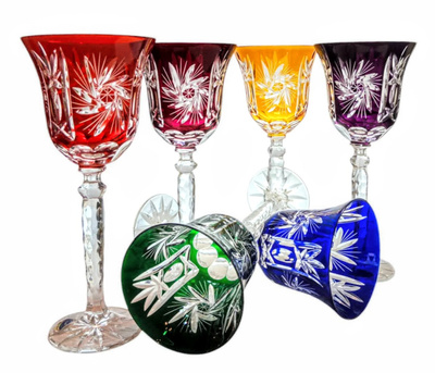 Coloured crystal wine glasses 280ml Olive Mill