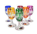 Coloured crystal vodka glasses 25 ml French