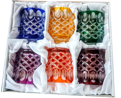 Coloured crystal whisky glasses 280 ml Crate Olive