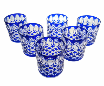 Cobalt crystal whisky glasses 280ml Crate Olive