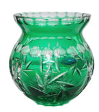 Szmaragdowy kryształowy wazon  16 cm Młynek Oliwka