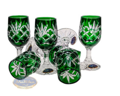 Emerald crystal vodka glasses 25ml Pineapple