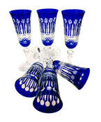 Cobalt crystal champagne glasses 150 ml French