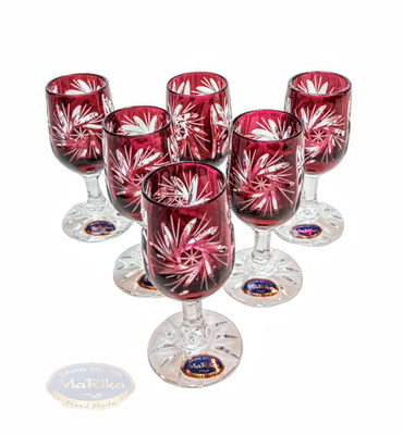 Rubinowe kryształowe kieliszki do wódki 25ml