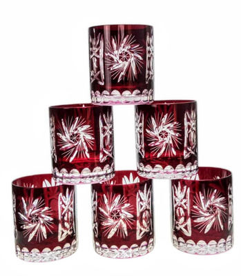 Rubinowe kryształowe szklanki do whisky 280 ml Młynek Oliwka