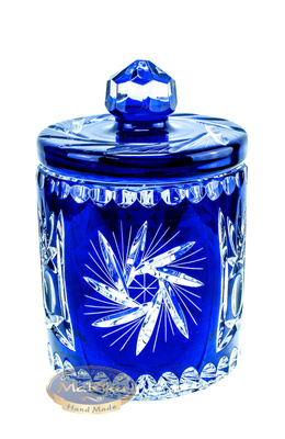 Kobaltowa kryształowa Bomboniera 12 cm Młynek Oliwka