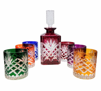 Set di whisky in cristallo colorato Olive Crate