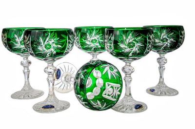 Emerald crystal champagne glasses 150ml Olive Mill