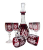 Rubinowy kryształowy zestaw do wina 6+1