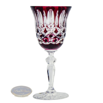 Ruby  crystal liqueur glasses 60 ml Olive lattice