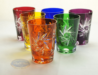 Colored crystal shot glasses 150 ml Olive grinder