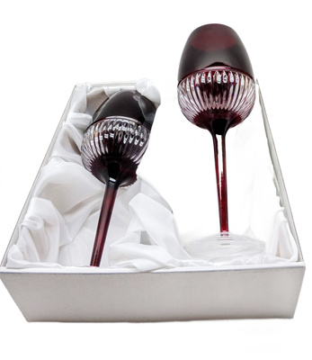 Rubinowe kryształowe kieliszki do wina 2 szt