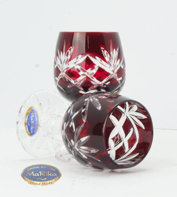 Rubinowe kryształowe kieliszki do wódki 40 ml Ananas