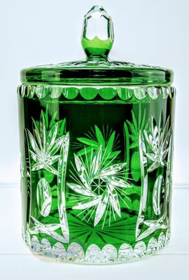 Szmaragdowa kryształowa Bomboniera Młynek Oliwka