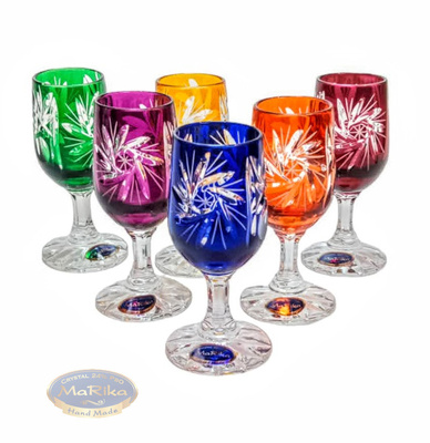 Kolorowe kryształowe kieliszki do wódki 25ml