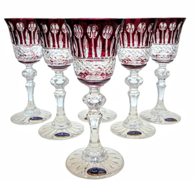 Rubinowe kryształowe kieliszki do likieru 60 ml Francuski