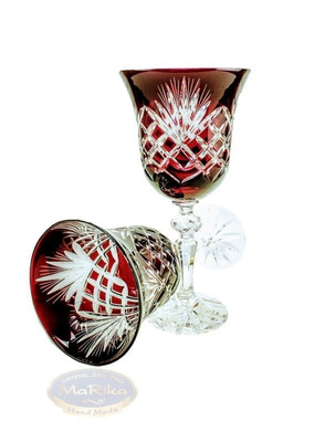 Rubinowe kryształowe kieliszki do wina 280ml Ananas