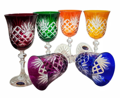 Coloured crystal wine glasses 220 ml Pineapple