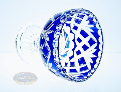 Kobaltowa kryształowa paterka 12 cm Ananas