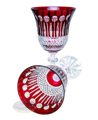 Rubinowe kryształowe kieliszki do wina 280 ml Francuski