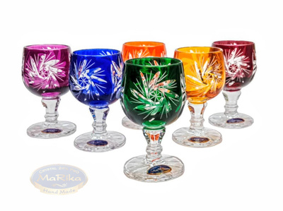 Coloured crystal vodka glasses 40 ml