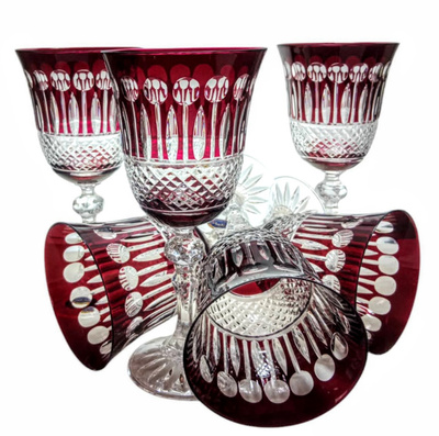 Ruby crystal wine glasses 220ml French