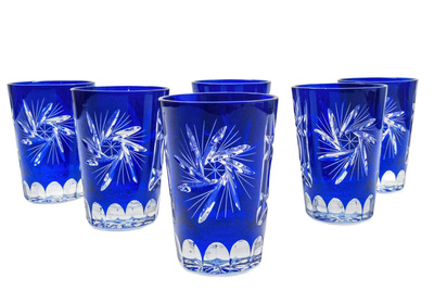 Kobaltowe kryształowe szklanki do shotow 150ml Młynek Oliwka