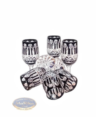 Black crystal vodka glasses 25ml French