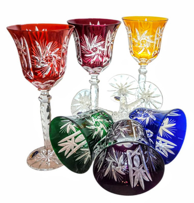 Coloured crystal wine glasses 280ml Olive Mill