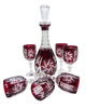 Rubinowy kryształowy zestaw do wina 6+1