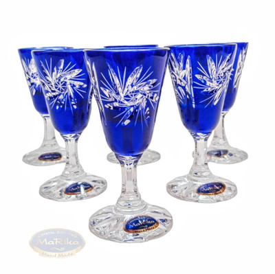 Cobalt crystal vodka glasses 40 ml Olive Mill