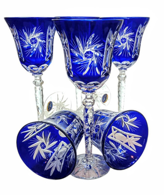 Cobalt crystal wine glasses 280 ml Olive Mill