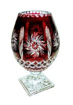 Kryształowy Rubinowy wazon na nodze Młynek Oliwka