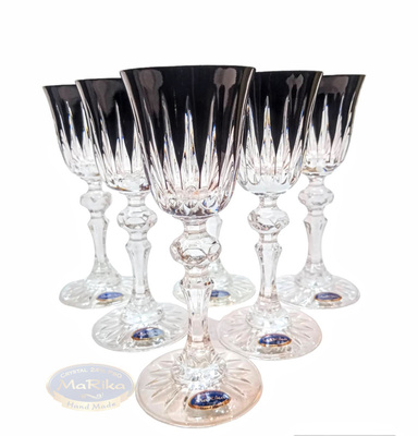 Czarne kryształowe kieliszki do likieru 60 ml Linia