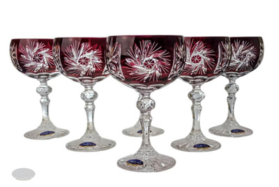 Rubinowe kryształowe kieliszki do szampana 150ml Młynek Oliwka