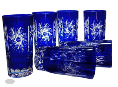 Cobalt crystal water glasses 320ml Olive Mill