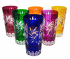 Coloured crystal glasses for water and drinks 320m Olive Mill 6 pieces